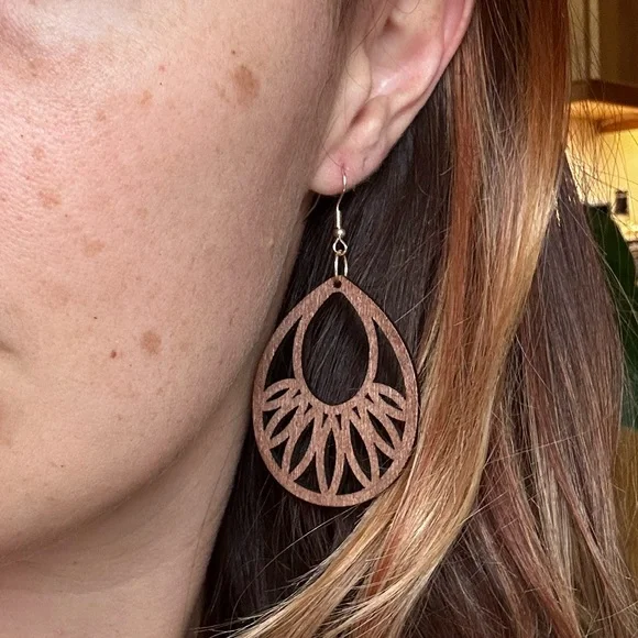 Bohemian Wooden Earrings - Picture 4 of 4